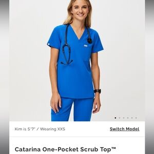 Figs royal blue Catarina one pocket scrub top Size xs worn 2x